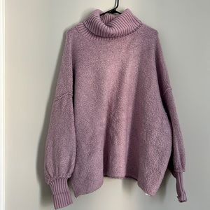 Free people tagged XL turtleneck bubble sleeve sweater purple